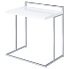 Coaster Home Furnishings Dani Rectangular Snack Table with Metal Base White and Chrome