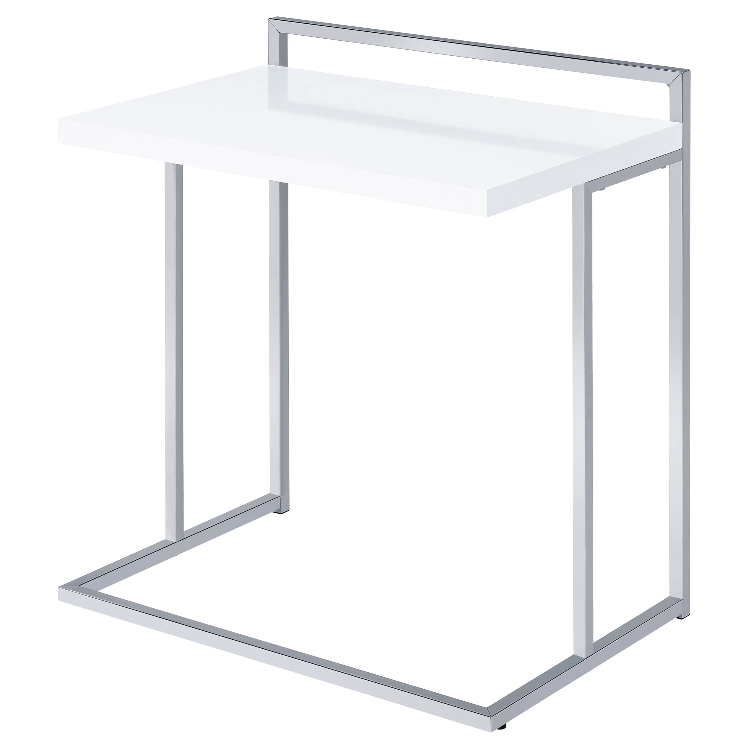 Coaster Home Furnishings Dani Rectangular Snack Table with Metal Base White and Chrome