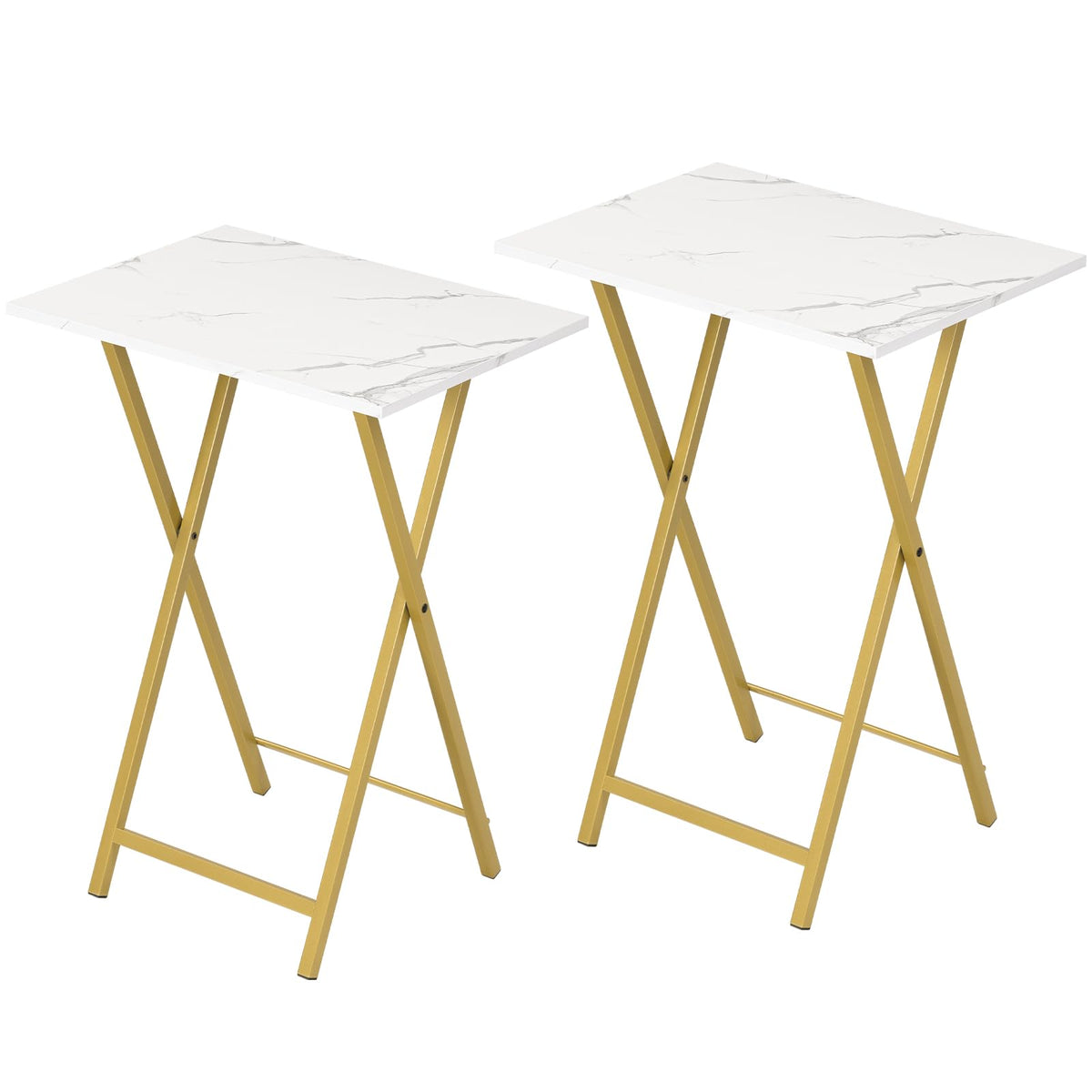 HOOBRO Folding TV Tray Tables, Set of 2 Stable Snack Table for Small Space, Portable Sofa Side Table, Easy Assembly and Storage,