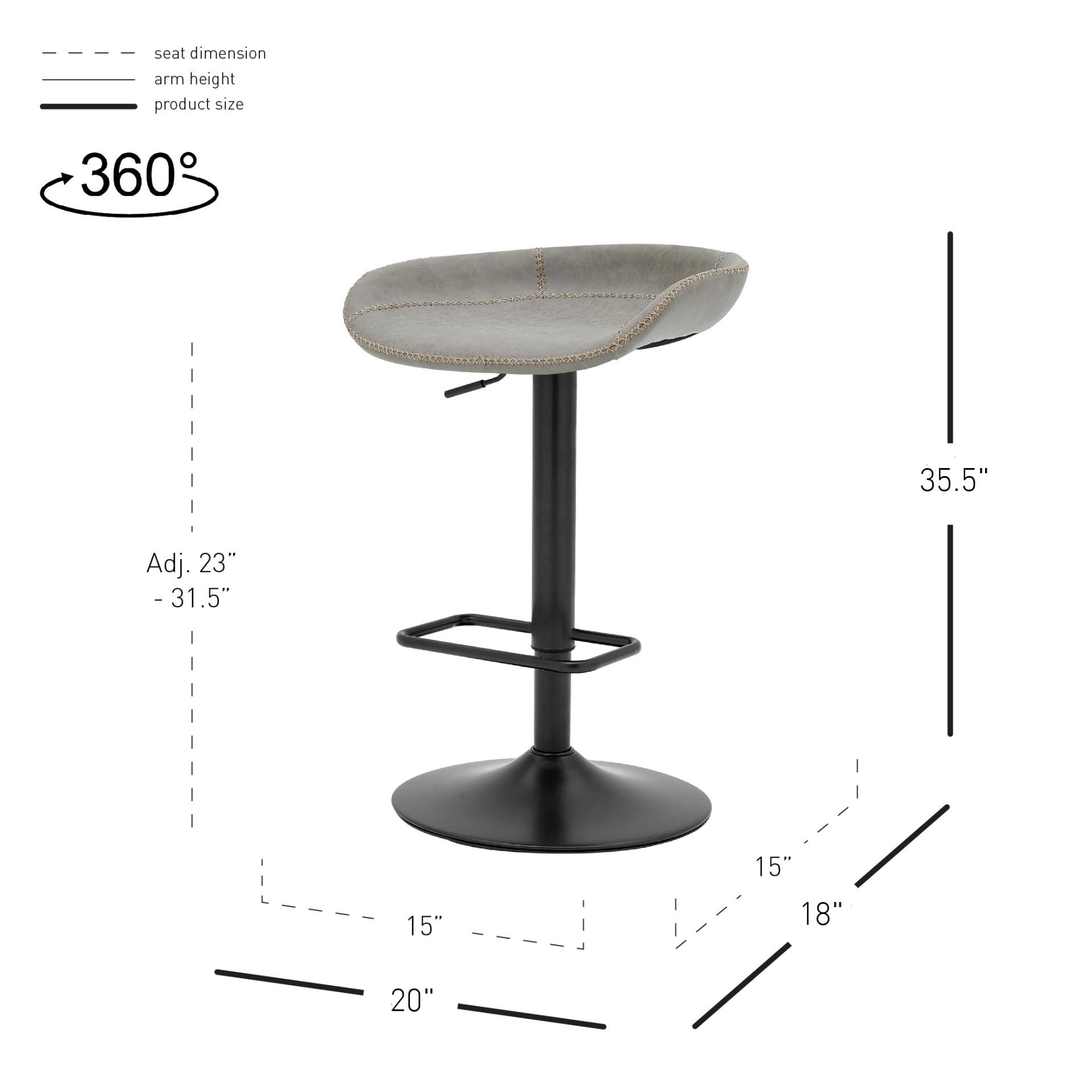 Npd Furniture And More Rogue Kd Pu Gaslift Bar Stool, (Set Of 2)