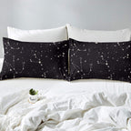Galaxy Sheets Set Queen Size For Kids Girls Boys Outer Space Starry Sky Bedding Set Teens Constellation Twinkle Stars Bed Sheet Set Microfiber Super Soft Breathable Black White Milky Way Bed Cover
