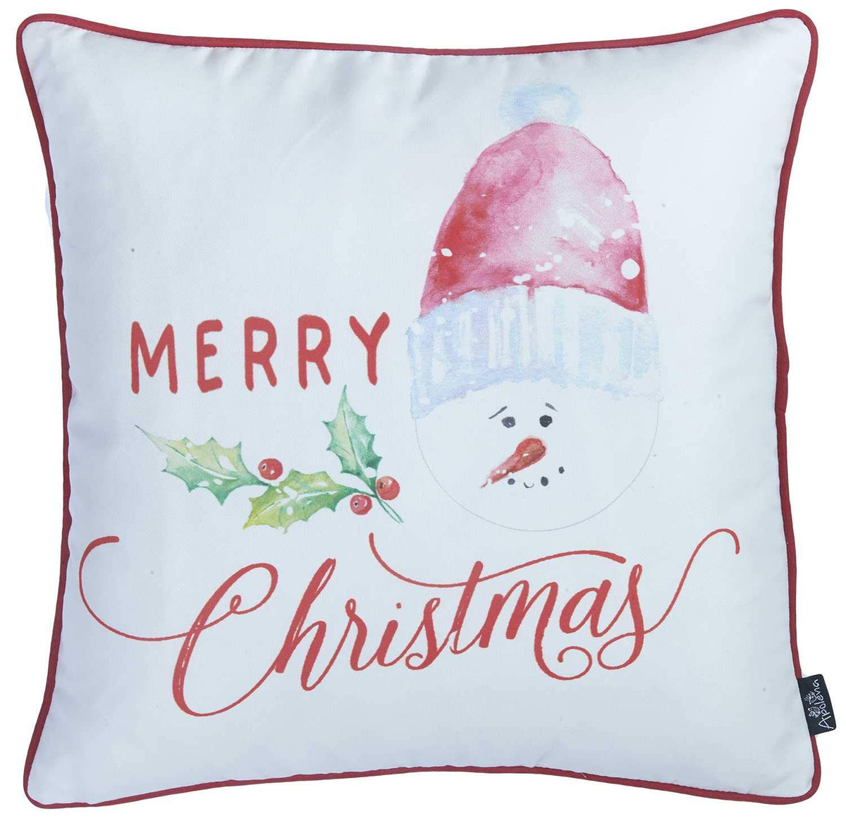 HomeRoots Multi Polyester 18'x18' Merry Christmas Printed Decorative Throw Pillow Cover