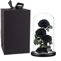 Preserved Roses Handmade Preserved Real Rose In Glass Dome, Black Roses Never Withered Gifts For Her, Valentine'S Day, Mother'S