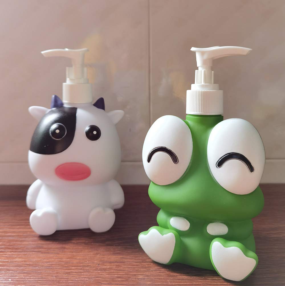 Hyever Frog Cow Cute Cartoon Animal Hand Soap Pump Lotion, Hand Soap, Shampoo, Shower Gel Dispenser, Suitable For Bathrooms, Kit