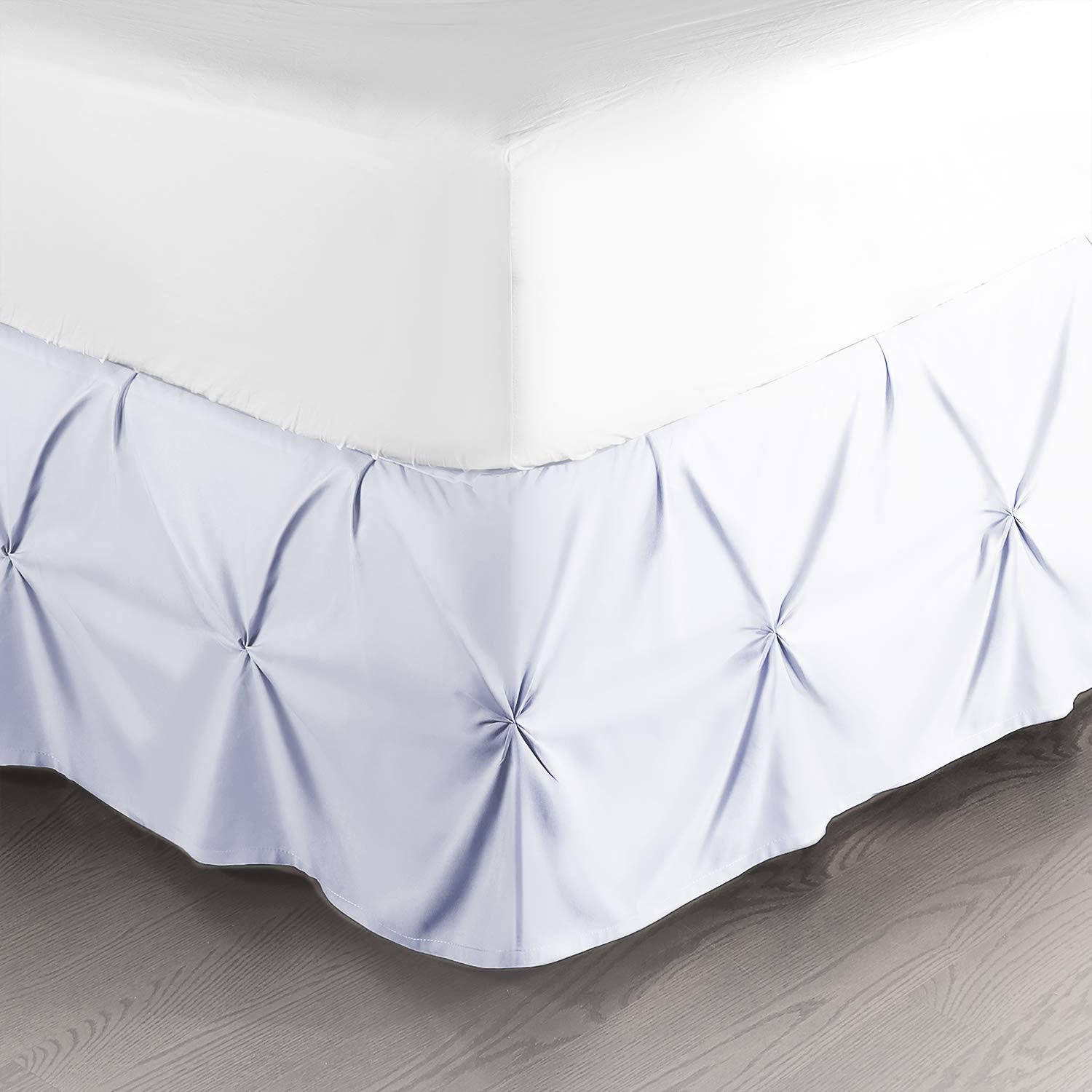 Nestl Ice Blue Bed Skirt Queen Size, Pinch Pleat Queen Bed Skirt, 14 ' Inch Drop Queen Bedskirt, Hotel Quality Ice Blue Bed Ski