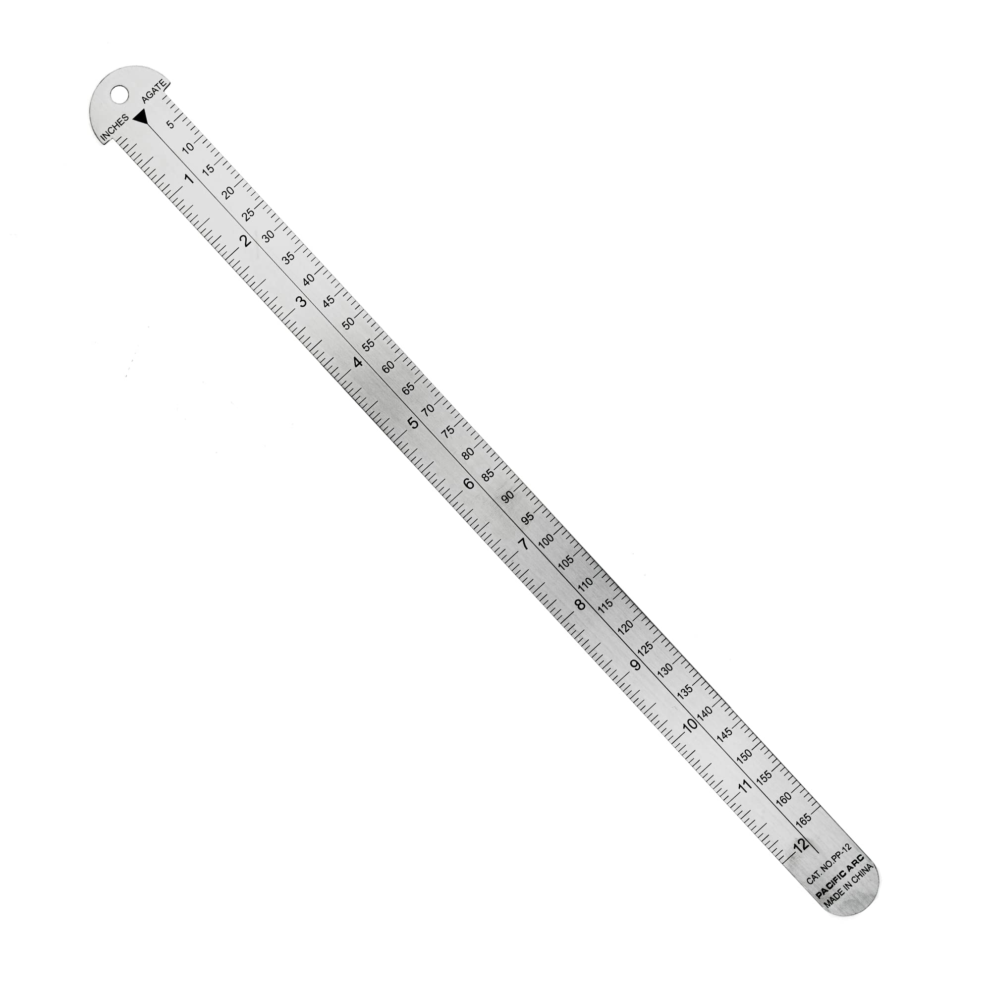 Pacific Arc 12 Inch Pica Pole Metal Ruler, With Pica, Points, Inches, And Agate Measurements, Stainless Steel Ruler For Drafting