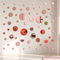 60 Pieces Acrylic Mirror Setting Round DIY Decor Tiles Adhesive Wall Sticker Decal for Bedroom Wall Decor Mirror Living Dining R