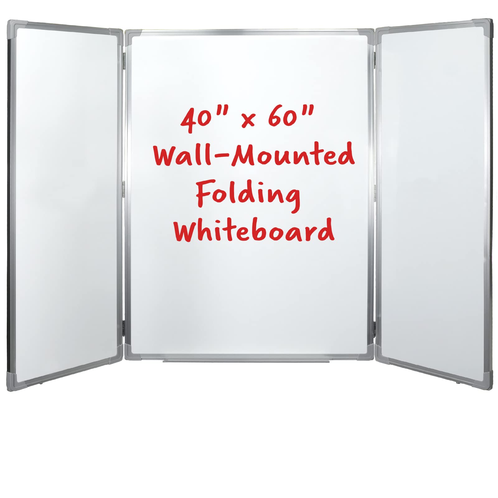 40    X 60    Wall-Mounted, Folding Whiteboard With Magnetic Surface And Flip-Out Marker Tray