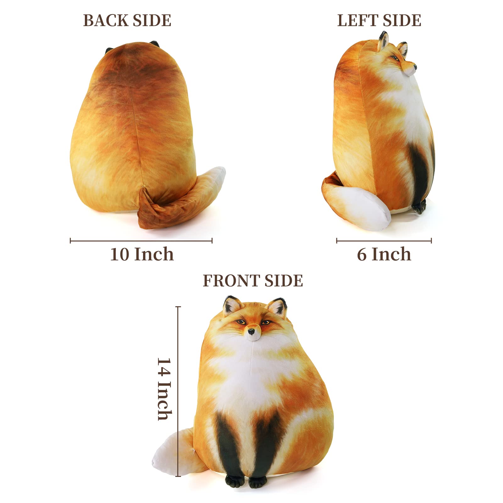 Fox Stuffed Animal, 14' Fox Plush Pillow, Cute Plushies, Throw Pillow Doll Big Plush Toys Birthday Gift For Girls Boys Girlfrie