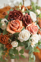 Ling'S Moment 2Pcs Terracotta Arch Flowers Artificial Floral Swags Centerpieces Wedding Decor Welcome Signs Faux Burnt Orange Ro