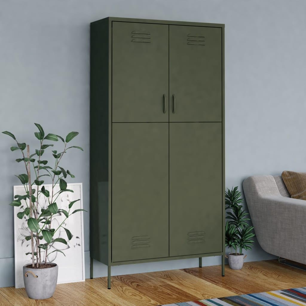 vidaXL Wardrobe Olive Green 35.4&quot;x19.7&quot;x70.9&quot; Steel