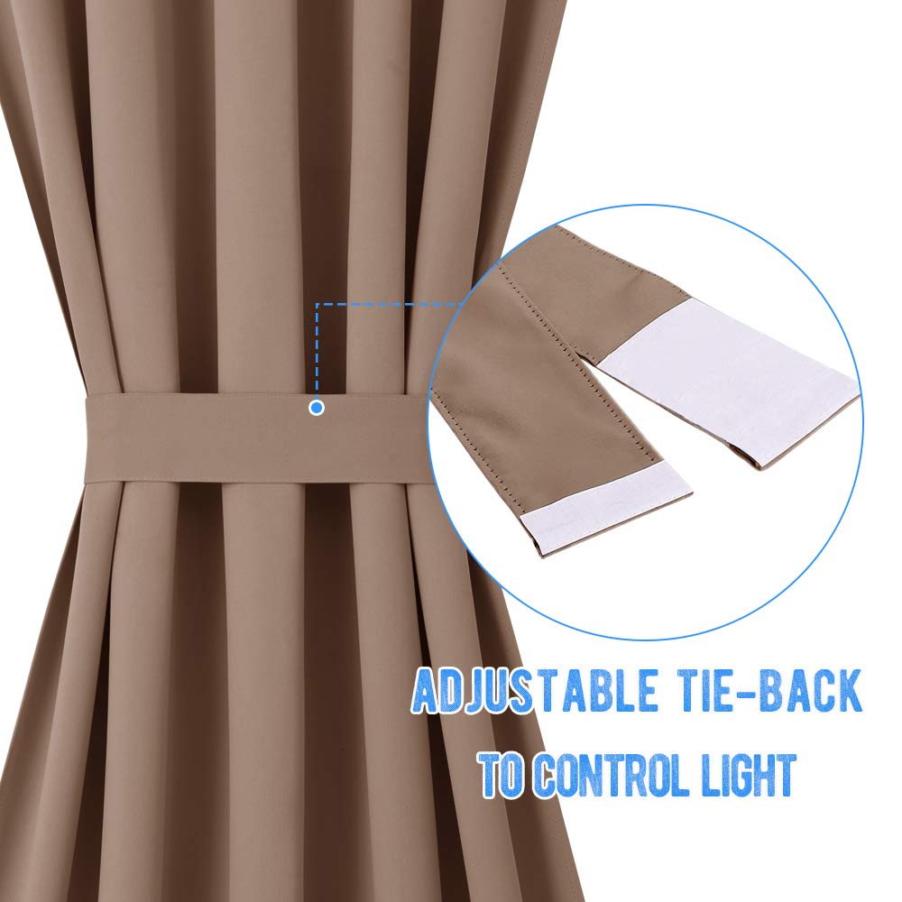 Nicetown Blackout Sliding Door Curtains - Total Privacy Thermal Door Curtain Panel Blind And Shade For French Sidelight Door (1 Piece, W25 X L72, Cappuccino)