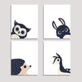 Peeking Animal Collection, Childrens Wall Art Prints, Set of Four 12x18 Inch Print, Forest Nursery, Gender Neutral Nursery Deco
