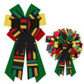 Large Kwanza Wreath Bow June 19th 1865 Freedom Day Strips Burlap Bow for Wreaths, Africa American Independence Day Tree Topper B