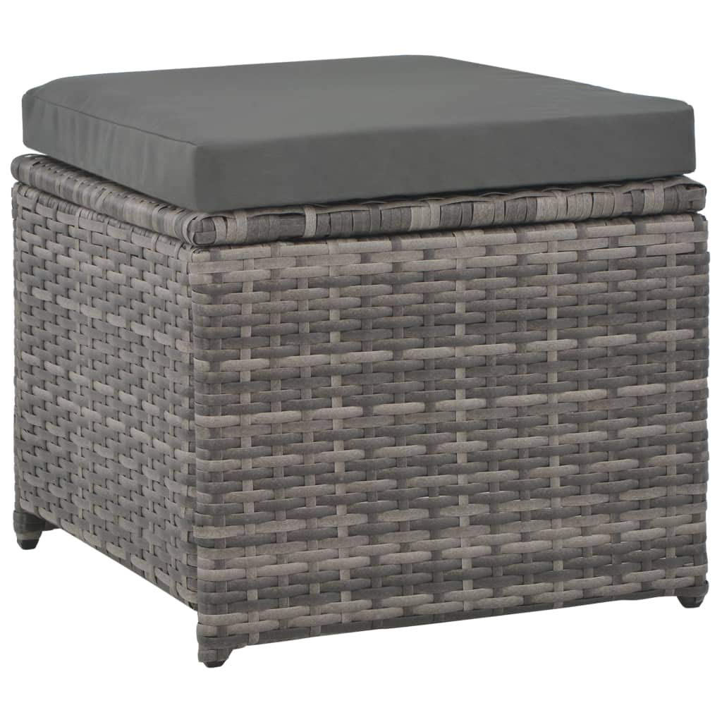 vidaXL 7 Piece Patio Dining Set with Cushions Poly Rattan Gray
