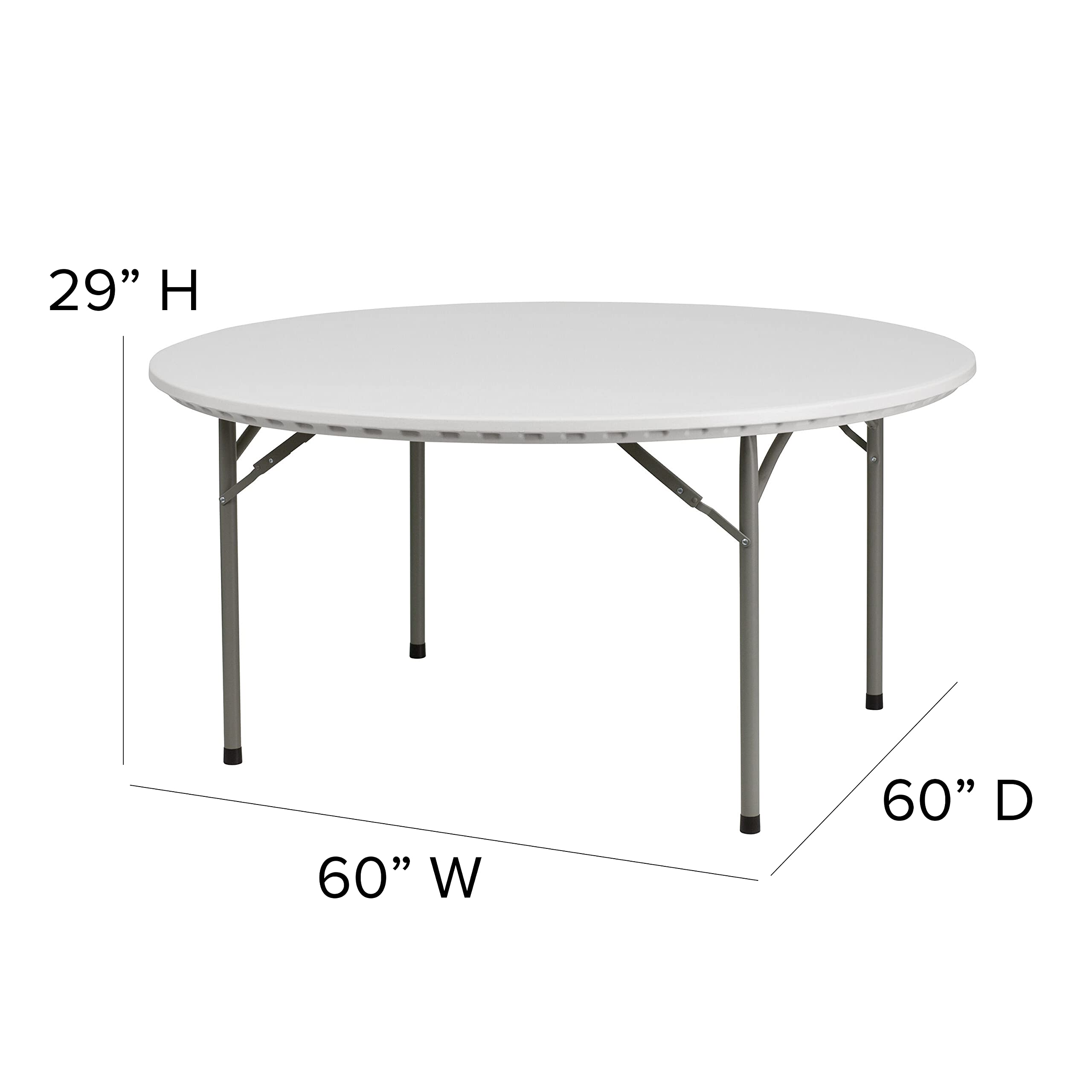 Flash Furniture Kathryn 5-Foot Round Granite White Plastic Folding Table, Commercial Grade Round Table for 8 Guests