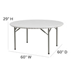 Flash Furniture Kathryn 5-Foot Round Granite White Plastic Folding Table, Commercial Grade Round Table for 8 Guests