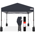 Best Choice Products 8x8ft Pop Up Canopy Tent, Outdoor Shade, 1 Person 1 Minute Set Up, Carry Case, 4 Weight Bags - Gray