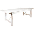 Flash Furniture Hercules Commercial Grade Farmhouse Dining Table | Solid Pine Foldable Table For 10 In Antique Rustic White | Rustic Charm For Home And Events