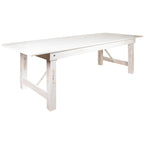Flash Furniture Hercules Commercial Grade Farmhouse Dining Table | Solid Pine Foldable Table For 10 In Antique Rustic White | Rustic Charm For Home And Events