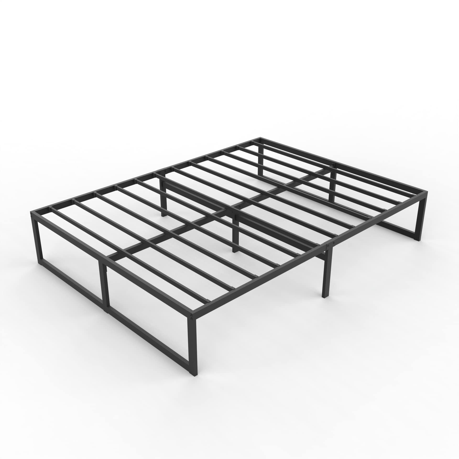 Napqueen Alpha Heavy Duty New 14-Inch Metal Platform Bed Frame/Easy Assembly/Sturdy & Withstands Up To 3000Lbs Of Weight/Non-Slip & Noise Free Modular Design/No Box Spring Required, Full