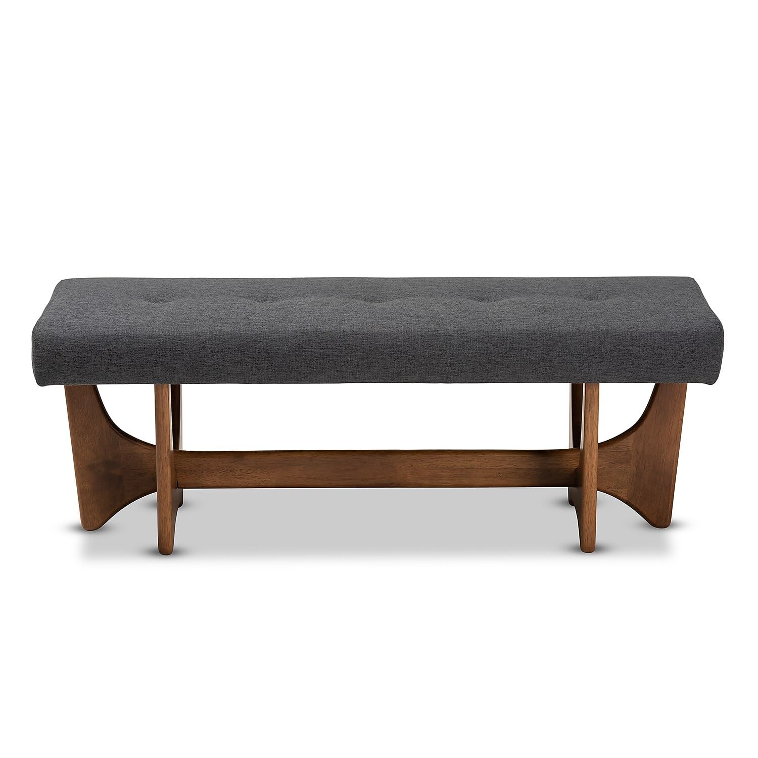 Baxton Studio Theo Mid-Century Modern Dark Grey Upholstered Bench