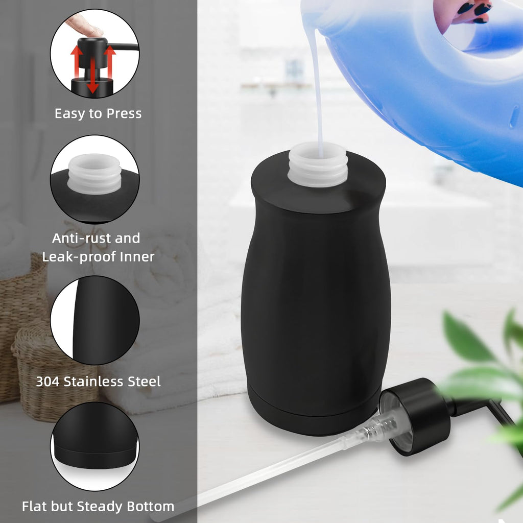 Arktek Matte Black Soap Dispenser Stainless Steel 13.5 Oz - Liquid Hand Lotion Dispenser Decor Refillable Dishwashing Soap Dispe