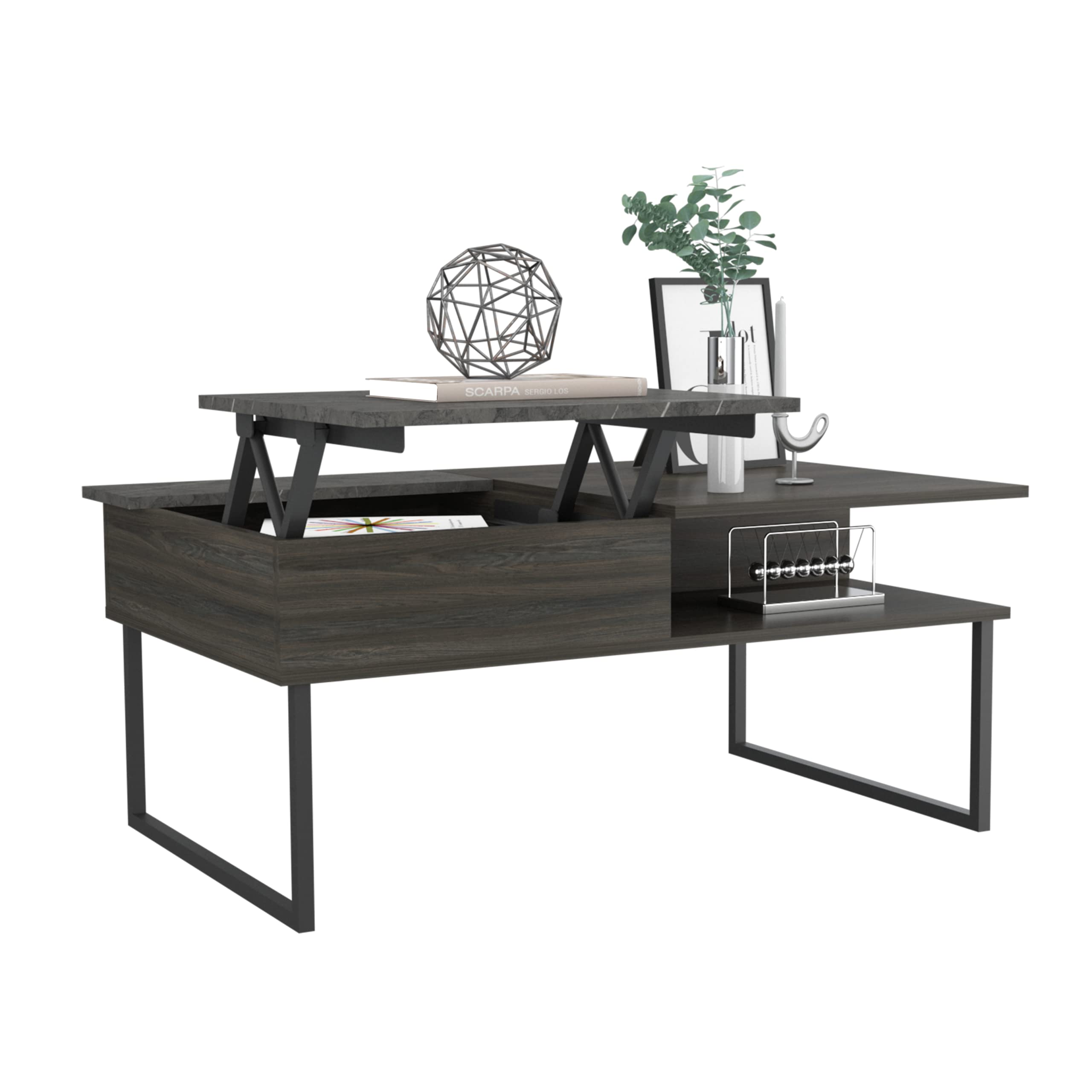 Depot E-Shop Atlanta Lift Top Coffee Table with Storage Compartment, Espresso/Onyx