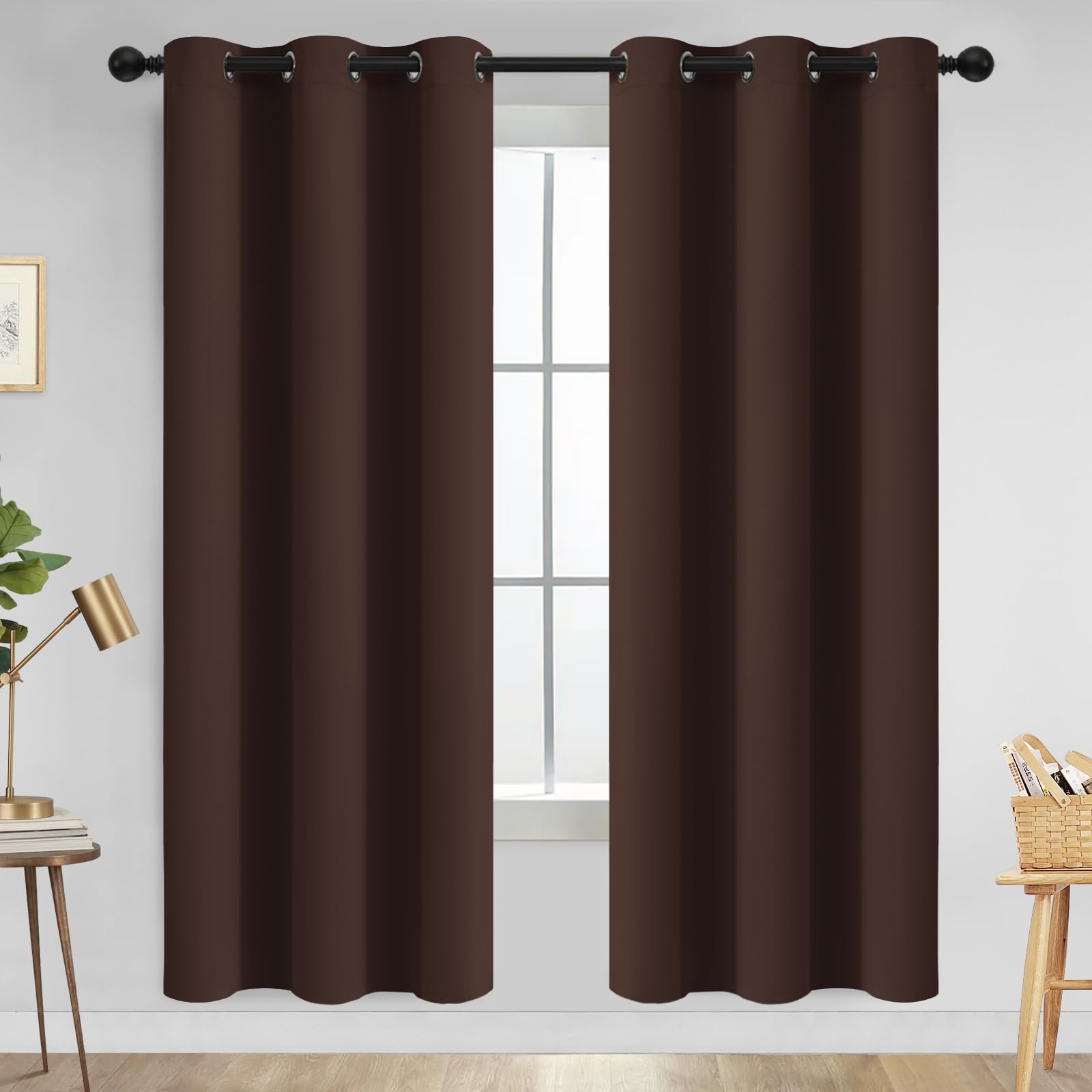 Yakamok Blackout Curtains Room Darkening Thermal Insulated Window Panels,Solid Grommet Top Drapes For Bedroom/Living Room(42Wx72