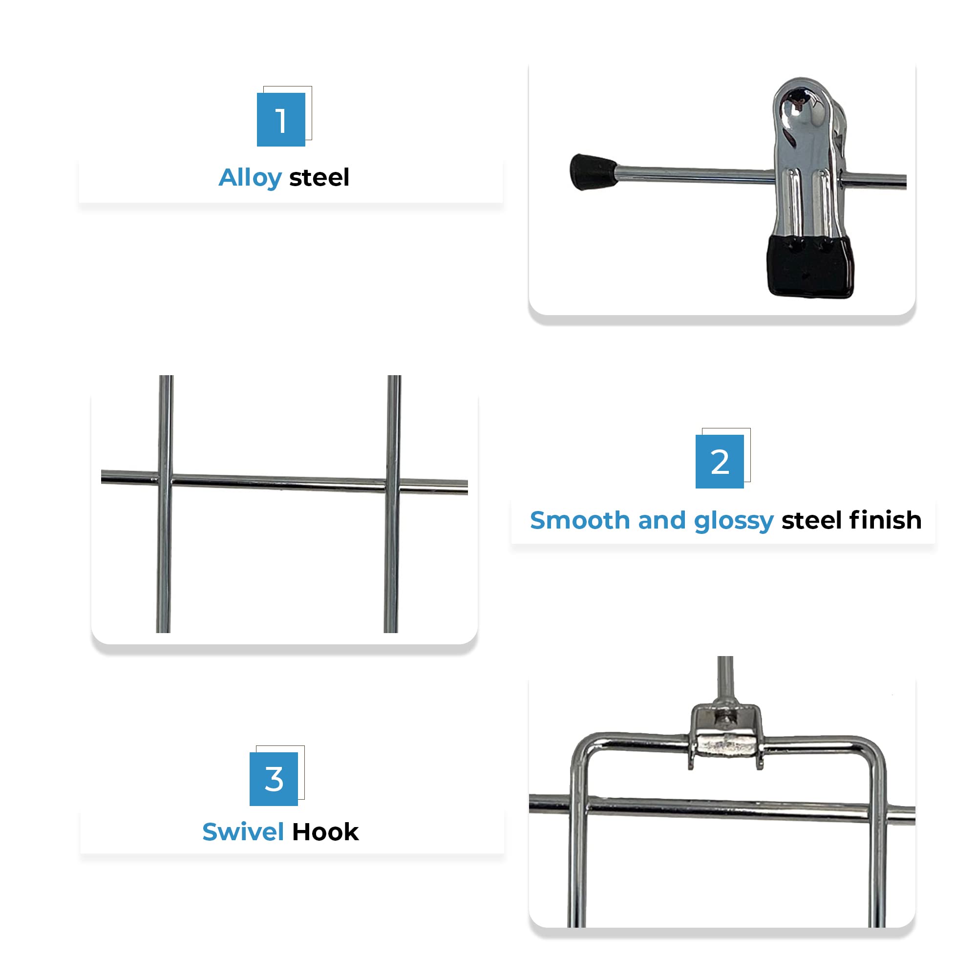 5 Tier Metal Hangers With Clips - Pack Of 2 Space-Saving Wire Hangers, Heavy Duty Stainless Steel Clothes Hangers For Pants, Ski