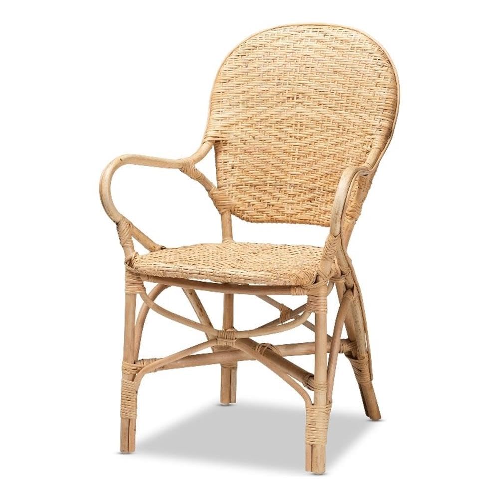 Baxton Studio Genna Moder Brown Finished Rattan Dining Chair