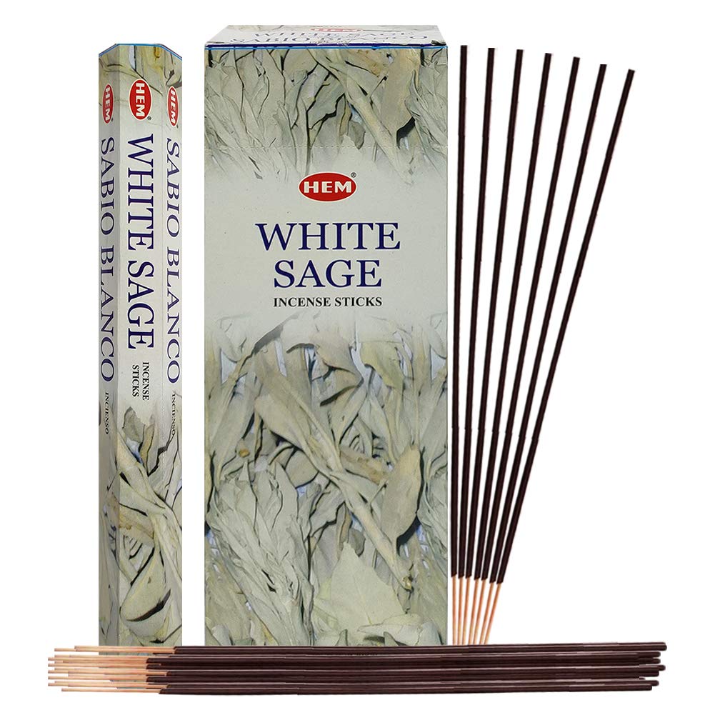 Trumiri Incense Stick Holder Bundle With Hem White Sage 20G Incense Sticks - Pack Of 6 (Approx 120 Sticks)
