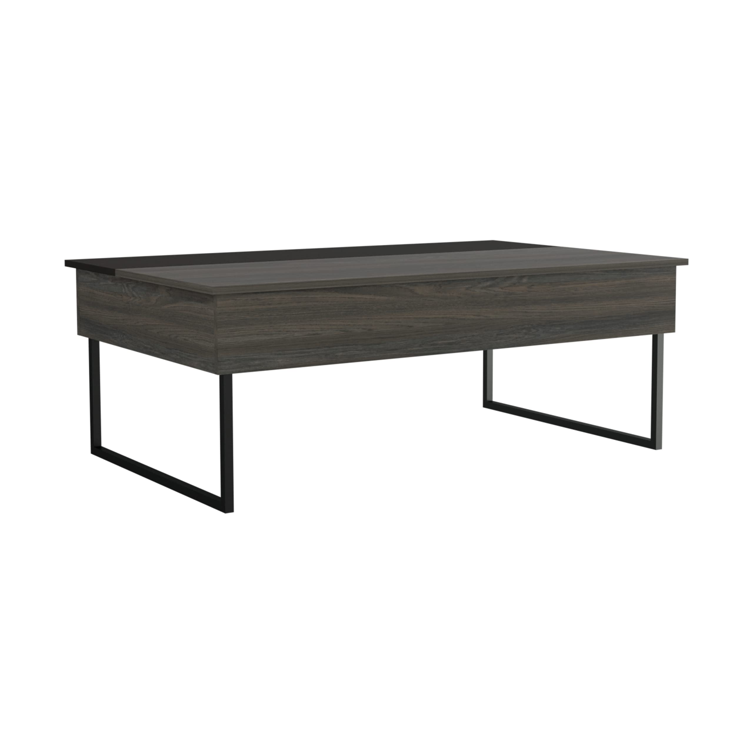 Ocean Lift Top Coffee Table with 2 Hidden Storage Compartments, Carbon Espresso