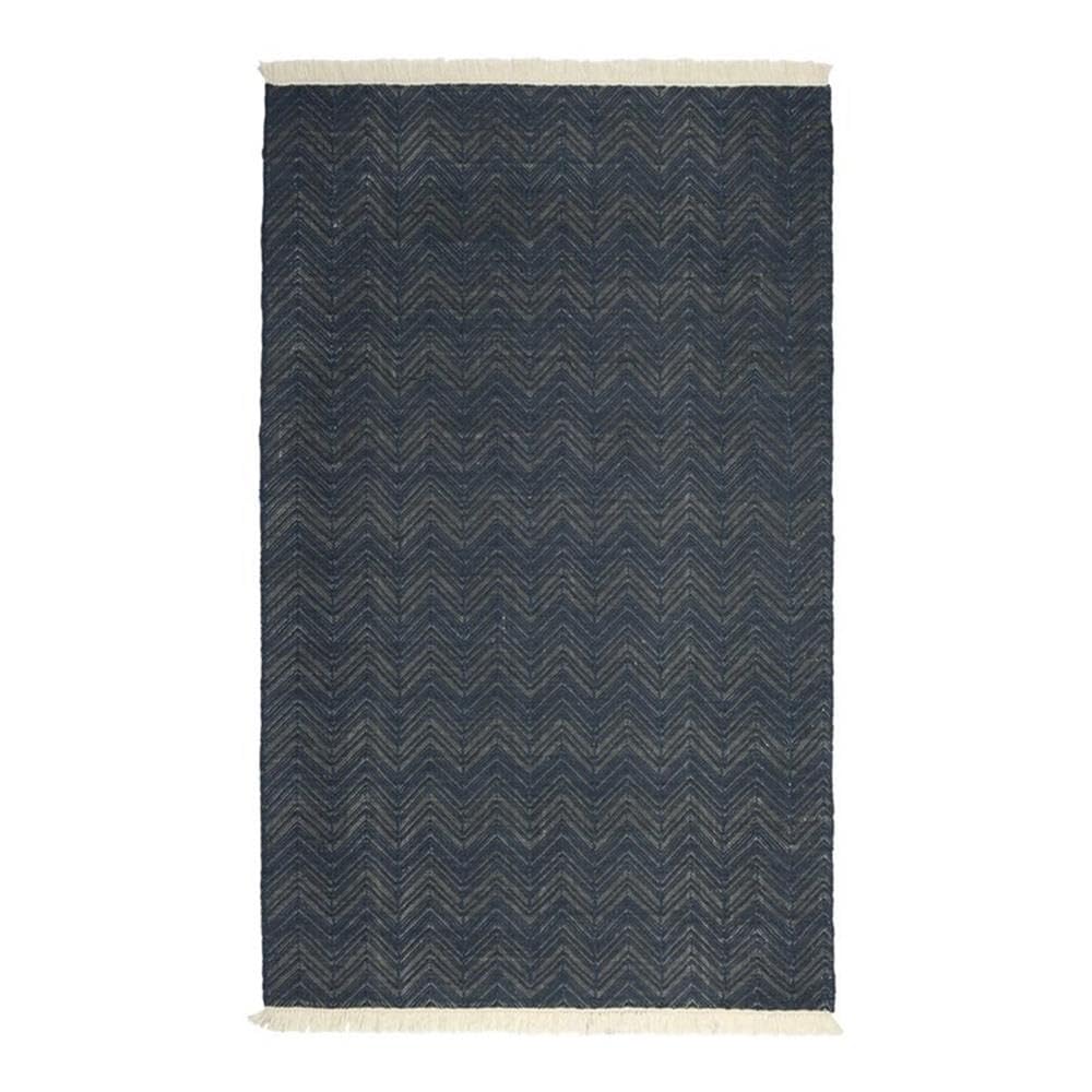 Kosas Home Miller 108 X 144 Herringbone Polypropylene Fabric Area Rug In Navy