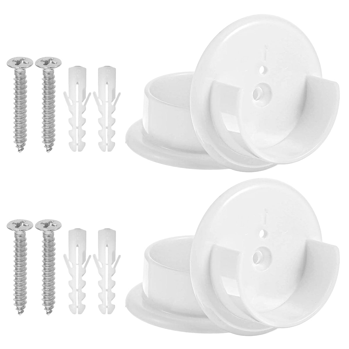 4 Pcs Closet Rod Holders Plastic Tension Pole Bar Sockets for 13/8 Heavy Duty Wardrobe Tube Support Bracket with Screws for Ho