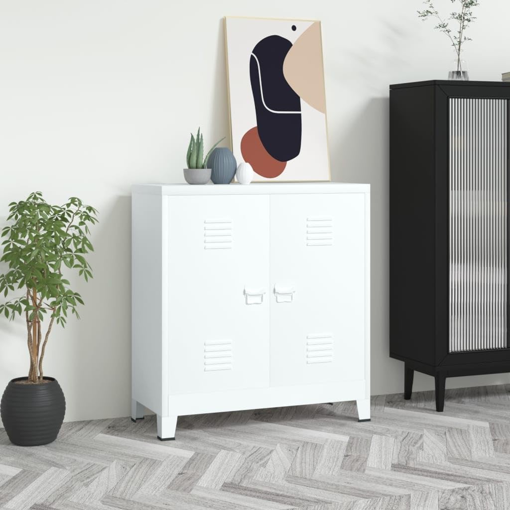 vidaXL Industrial Filing Cabinet White 35.4"x15.7"x39.4" Steel