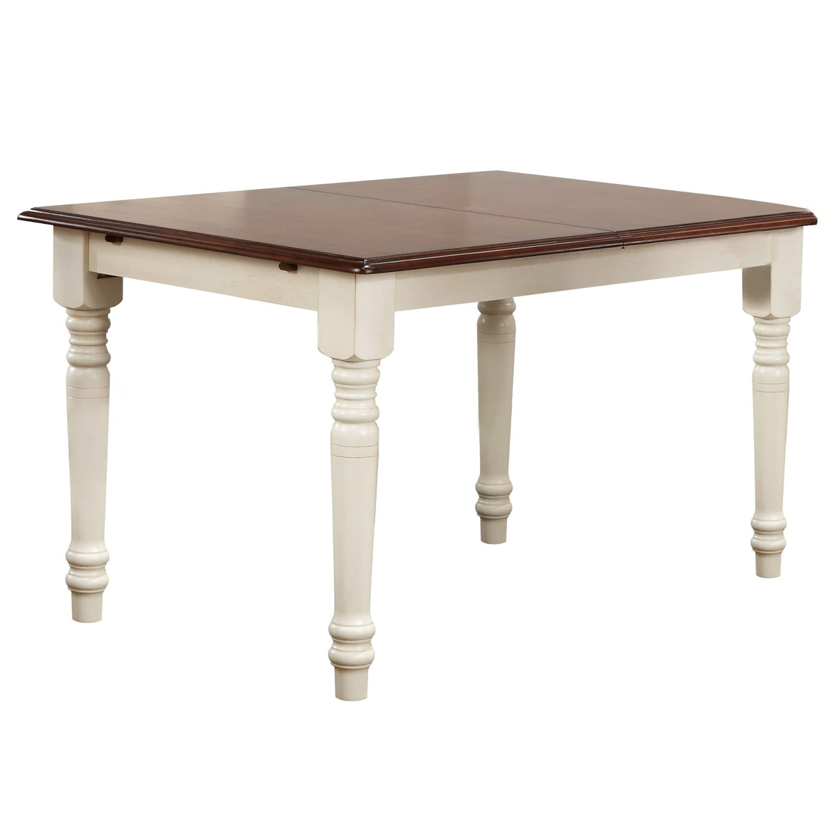 Sunset Trading Andrews 60' Rectangular Extendable Butterfly Leaf Dining Table | Antique White/Chestnut Brown Wood