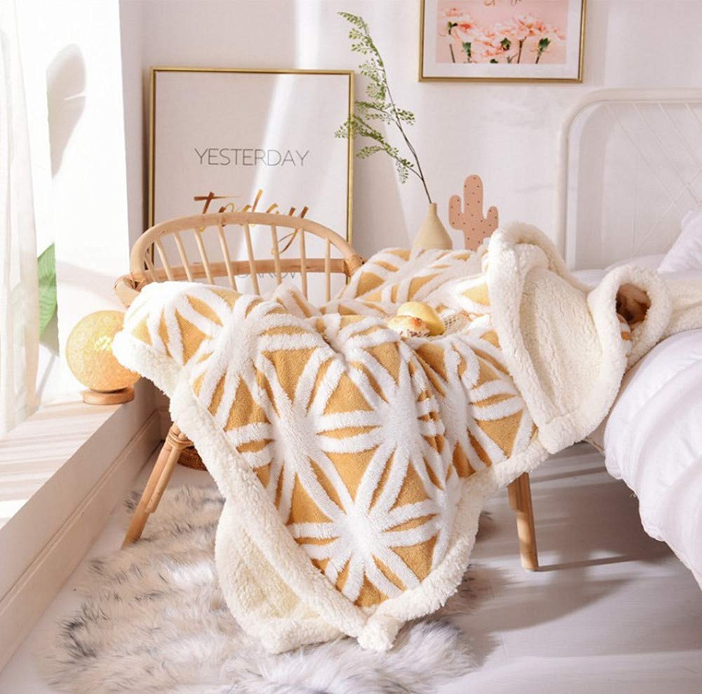 Ukeler Yellow Sherpa Fleece Blanket Ultra Plush Lightweight Throw Blanket Cozy Soft Luxury Blanket For Bed Couch Warm Fuzzy Blan