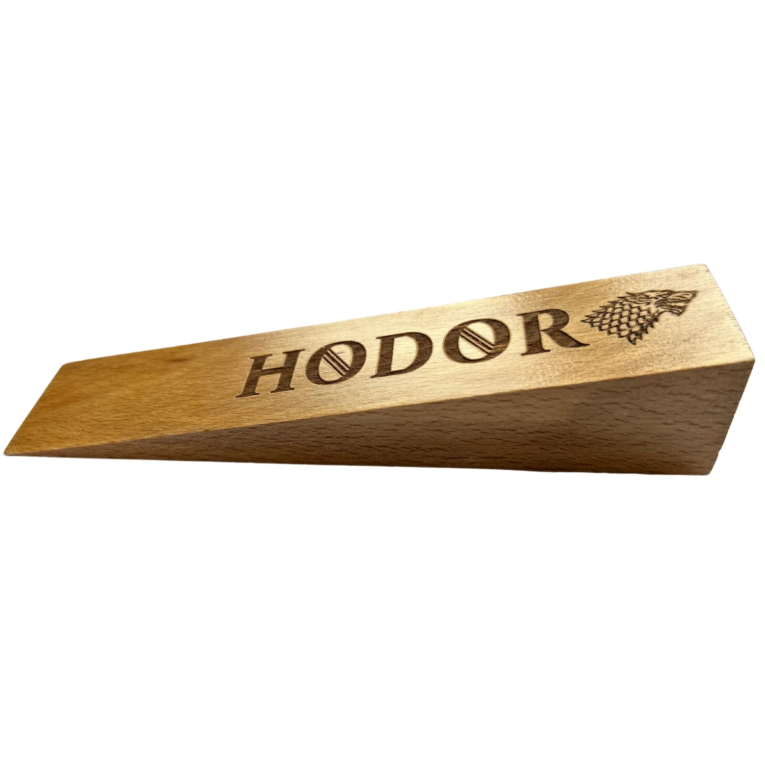 Hodor Door Stopper Xl Natural Beech Wood Anti Slip Rubber Wedge Got With Stark Sign - Bigger Than Ever