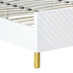 Acme Gaines Metal Legs Eastern King Bed in White High Gloss