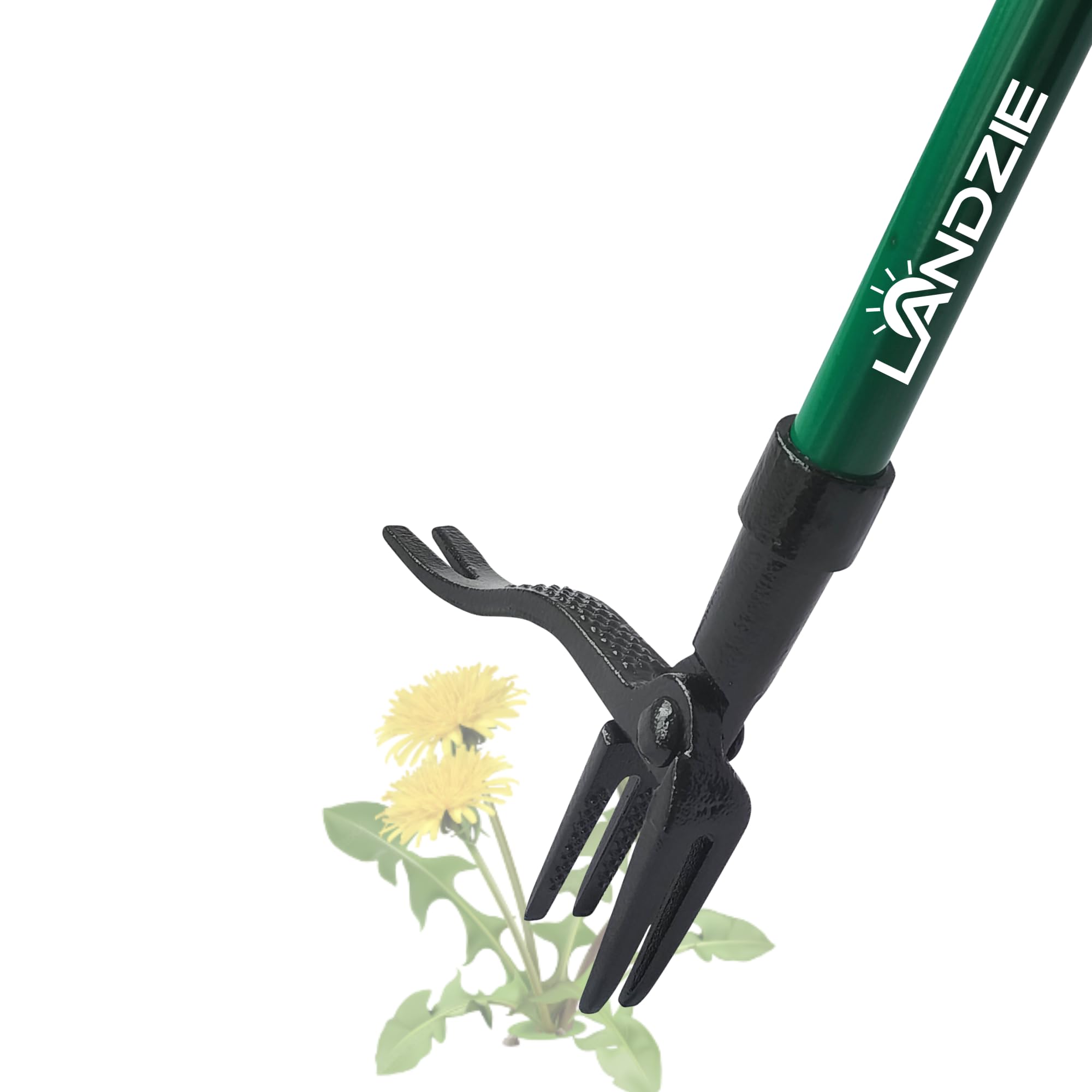 Landzie Weeder - 44 Inch Long Steel Stand Up Manual Weed Remover Tool For Lawn And Garden - Easily Weed Grass Without Bending Or