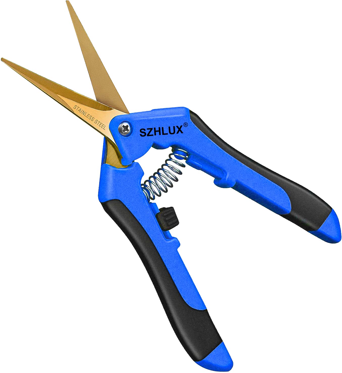 Szhlux 6.5 Inch Gardening Scissors Hand Pruner Pruning Shears With Titanium Coated Curved Precision Blades 1-Pack