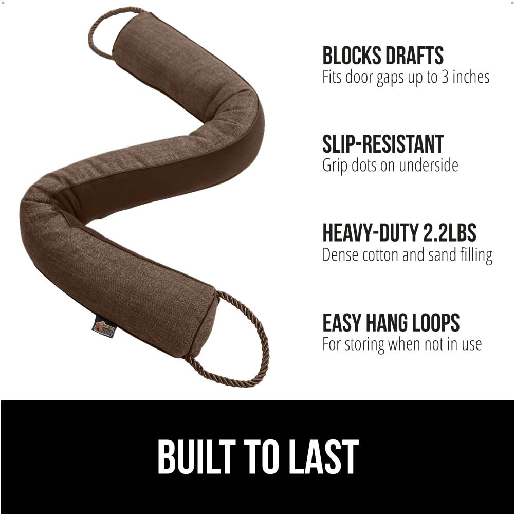 Gorilla Grip Heavy Duty Door Draft Stopper, Blocks Hot Cold Air Wind Noise For Gaps Up To 3?Under Doors, All Season Bottom Drafter Blocker, Easy Install Stoppers, Home Essentials, 34?Black Gray Paw