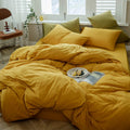 VM VOUGEMARKET Jersey Knit Cotton Bedding Duvet Cover Queen,Yellow T-Shirt Cotton Down Comforter Cover Set,Super Soft Men Women 