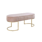 Julianne Velvet Bench with Metal Base in Pink
