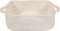 THE FIRST HOME DECOR Woven Cotton Rope Storage Basket with Handles for Organizing Shelves Closet Small Cat Dog Pet Toy Basket Bo
