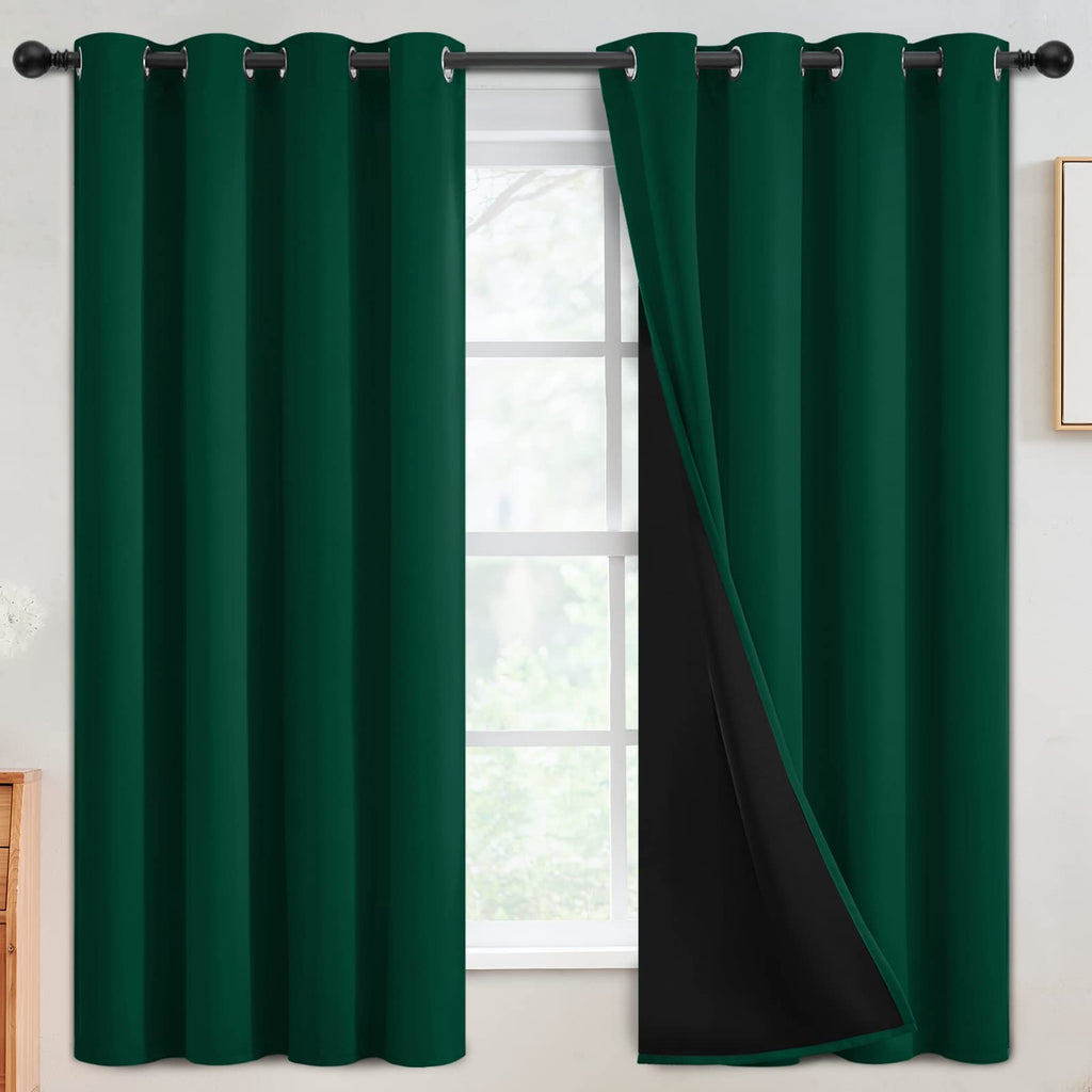 Simplehome 100% Blackout Curtains For Bedroom,Thermal Insulated Grommet Window Drapes Room Darkening Dark Green Curtains For Liv