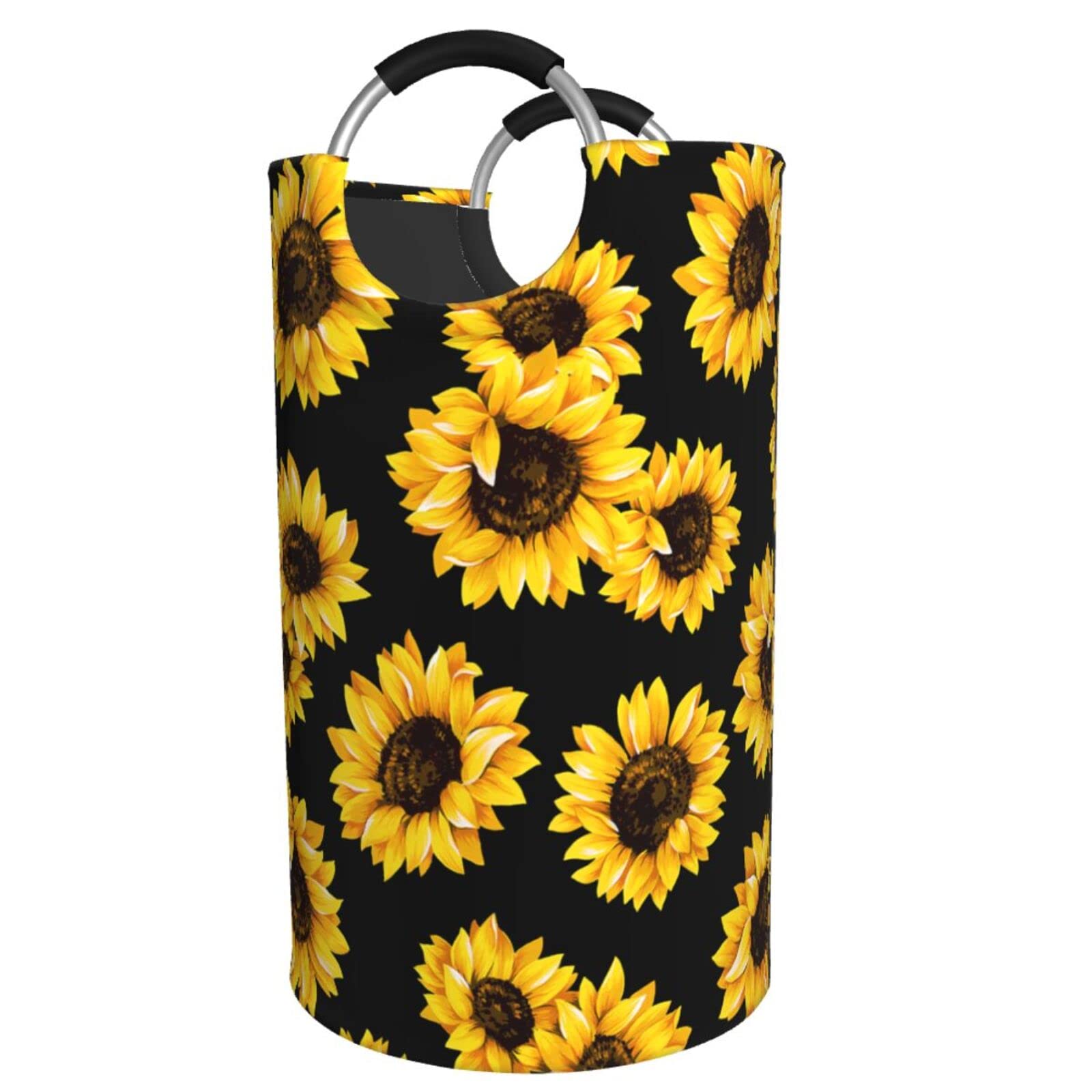 YISUMEI Laundry Basket Clothes Hamper Collapsible Durable Dirty Clothes Storage Laundry Organizer Black Sunflower for Kids Adult