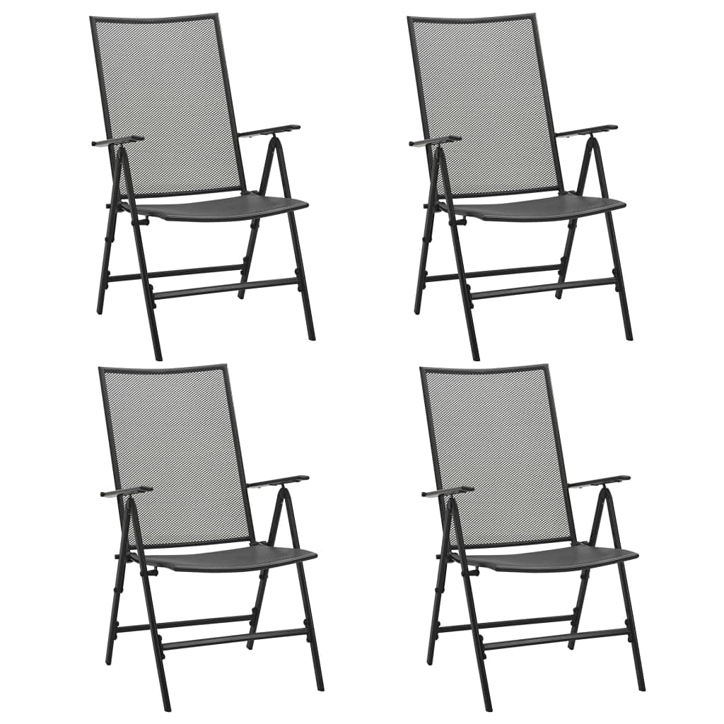 vidaXL Folding Patio Chairs 4 Pcs, Folding Mesh Chair with Adjustable Backrest, Outdoor Patio Furniture for Deck Garden Pool Beach, Steel Anthracite