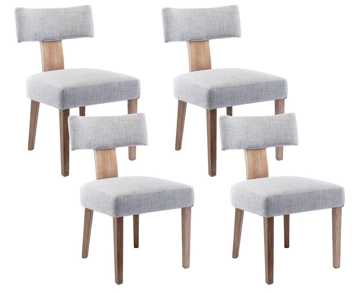 Shunzhi Upholstered Farmhouse Dining Chairs Set Of 4 Mid Century Modern Dining Room Chairs Retro Linen Kitchen Chairs Armless Si